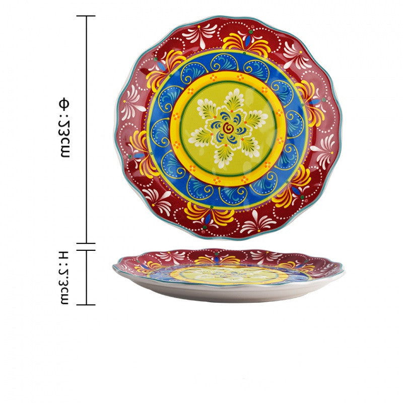 Underglaze ceramic steak western plate - Grand Goldman