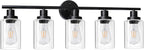 Unicozin Modern Bathroom Light Fixtures, 3 Light Vanity Lights, Black Wall Lamp with Clear Glass for Bathroom, Mirror, Living Room, Bedroom, Hallway, E26 Base - Grand Goldman
