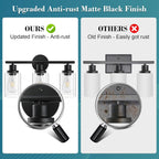 Unicozin Modern Bathroom Light Fixtures, 3 Light Vanity Lights, Black Wall Lamp with Clear Glass for Bathroom, Mirror, Living Room, Bedroom, Hallway, E26 Base - Grand Goldman