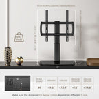 Universal Swivel/Table Top TV Stand 27 to 60 inch TVs 80 Degree Swivel, 4 Level Height Adjustable, Heavy Duty Tempered Glass Base, Holds up to 99lbs Screens, HT04B-001 - Grand Goldman