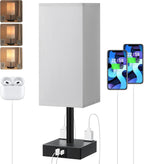 【Upgraded】Bedside Table Lamp Touch Control, with USB C+A Charging Ports & Dual AC Outlets, 3-Way Nightstand Lamp for Bedroom with LampShade Living Room Office(LED Dimmable Bulb Included) - Grand Goldman