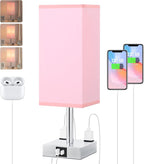 【Upgraded】Bedside Table Lamp Touch Control, with USB C+A Charging Ports & Dual AC Outlets, 3-Way Nightstand Lamp for Bedroom with LampShade Living Room Office(LED Dimmable Bulb Included) - Grand Goldman