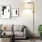 【Upgraded】 Dimmable Floor Lamp, 1000 Lumens LED Edison Bulb Included, Arc Floor Lamps for Living Room Modern Standing Lamp with Linen Shade, Tall Lamp for Bedroom Office Dining Room- Black - Grand Goldman