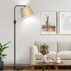 【Upgraded】 Dimmable Floor Lamp, 1000 Lumens LED Edison Bulb Included, Arc Floor Lamps for Living Room Modern Standing Lamp with Linen Shade, Tall Lamp for Bedroom Office Dining Room- Black - Grand Goldman