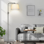 【Upgraded】 Dimmable Floor Lamp, 1000 Lumens LED Edison Bulb Included, Arc Floor Lamps for Living Room Modern Standing Lamp with Linen Shade, Tall Lamp for Bedroom Office Dining Room- Black - Grand Goldman