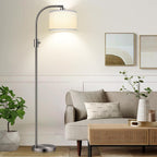【Upgraded】 Dimmable Gold Floor Lamp, 1200 Lumens LED Bulb Included, Arc Floor Lamps for Living Room Modern Standing Lamp with Linen Shade, Tall Lamp for Living Room Bedroom Office Reading Room Nursery - Grand Goldman
