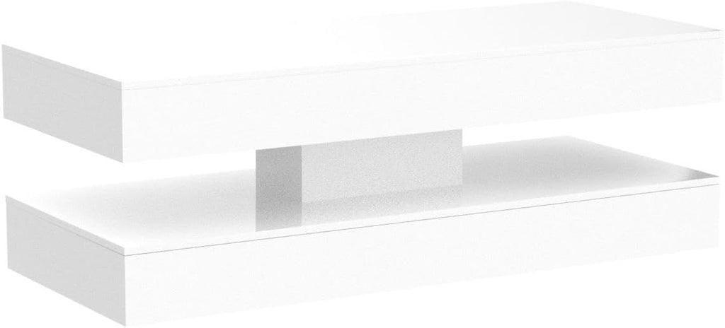 Uspeedy 47.3IN High Glossy LED Coffee Table,APP LED Lights,Black/White, Modern Furniture for Living Room (White) - Grand Goldman