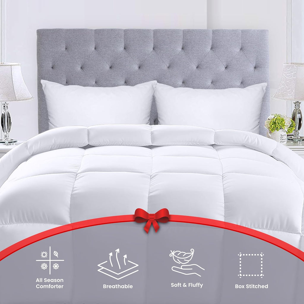 Utopia Bedding Down Alternative Comforter (Twin, White) - All Season Comforter - Plush Siliconized Fiberfill Duvet Insert - Box Stitched - Grand Goldman