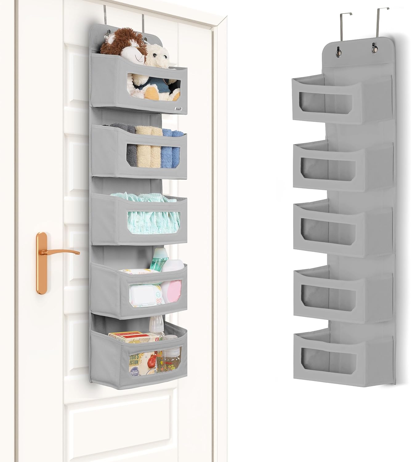 Utopia Home 4 Shelves Hanging Closet Organizers and Storage Organizer for Closet, RV Baby Kids Closet Door Organizers and Storage, Over The Door Organizer Nursery, Bedroom, Grey (Pack of 1) - Grand Goldman