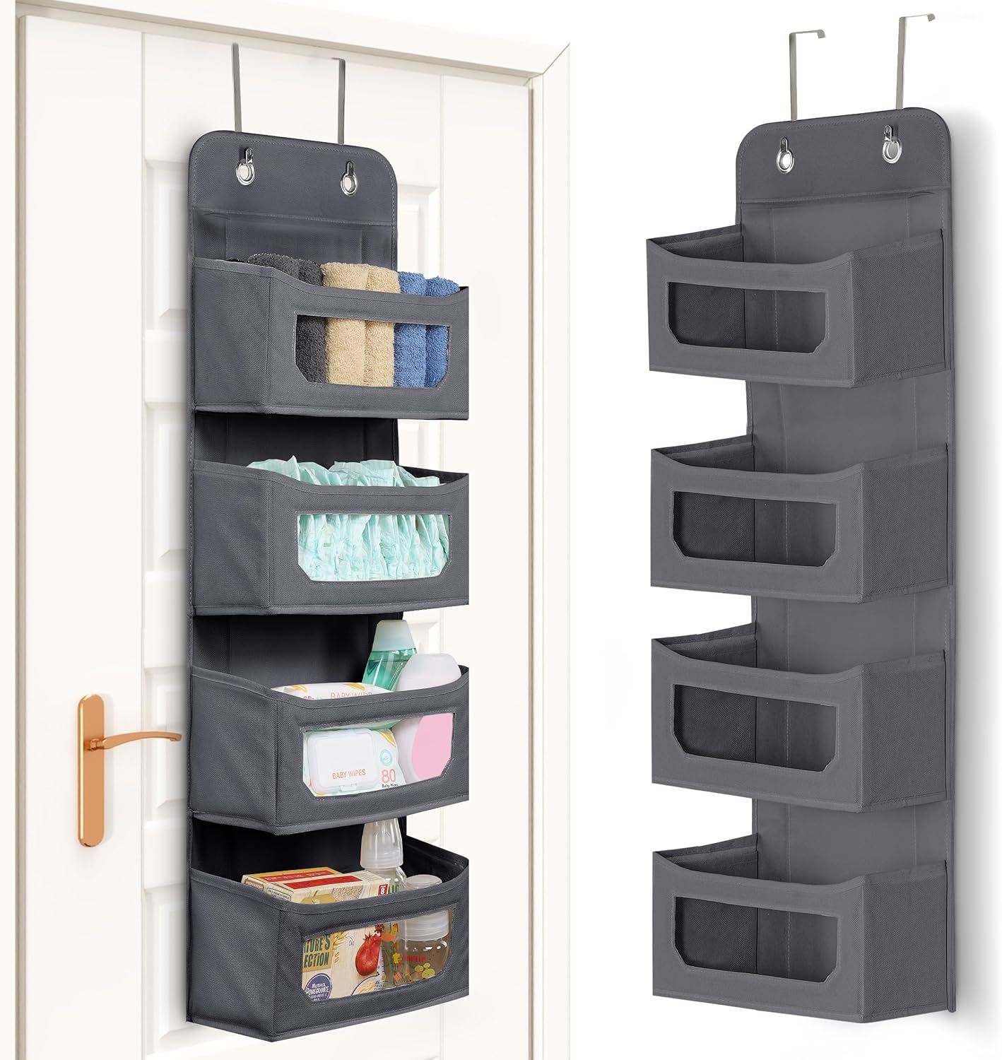 Utopia Home 4 Shelves Hanging Closet Organizers and Storage Organizer for Closet, RV Baby Kids Closet Door Organizers and Storage, Over The Door Organizer Nursery, Bedroom, Grey (Pack of 1) - Grand Goldman