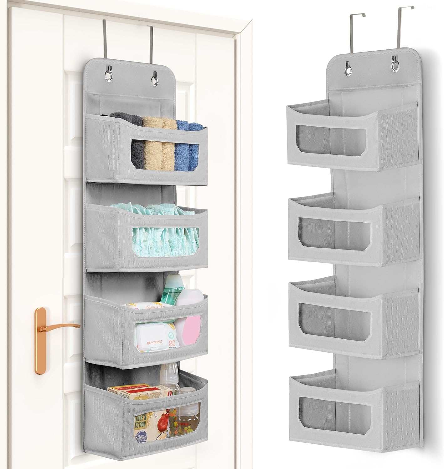 Utopia Home 4 Shelves Hanging Closet Organizers and Storage Organizer for Closet, RV Baby Kids Closet Door Organizers and Storage, Over The Door Organizer Nursery, Bedroom, Grey (Pack of 1) - Grand Goldman