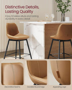 VASAGLE Bar Stools Set of 2, Counter Height Bar Stools with Back, Ergonomic Backrest, Synthetic Leather, Metal Legs, 24.4-Inch Tall Stools for Kitchen Island Home Bar, Caramel Brown ULBC088K01 - Grand Goldman