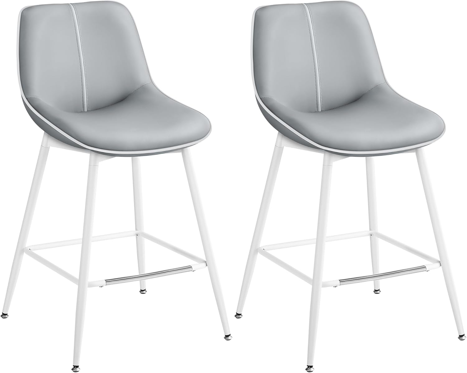 VASAGLE Bar Stools Set of 2, Counter Height Bar Stools with Back, Ergonomic Backrest, Synthetic Leather, Metal Legs, 24.4-Inch Tall Stools for Kitchen Island Home Bar, Caramel Brown ULBC088K01 - Grand Goldman