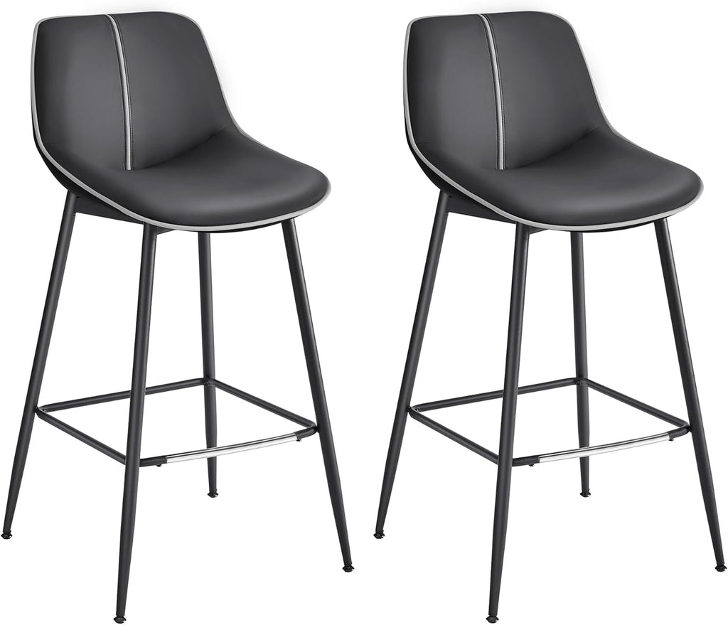 VASAGLE Bar Stools Set of 2, Counter Height Bar Stools with Back, Ergonomic Backrest, Synthetic Leather, Metal Legs, 24.4-Inch Tall Stools for Kitchen Island Home Bar, Caramel Brown ULBC088K01 - Grand Goldman