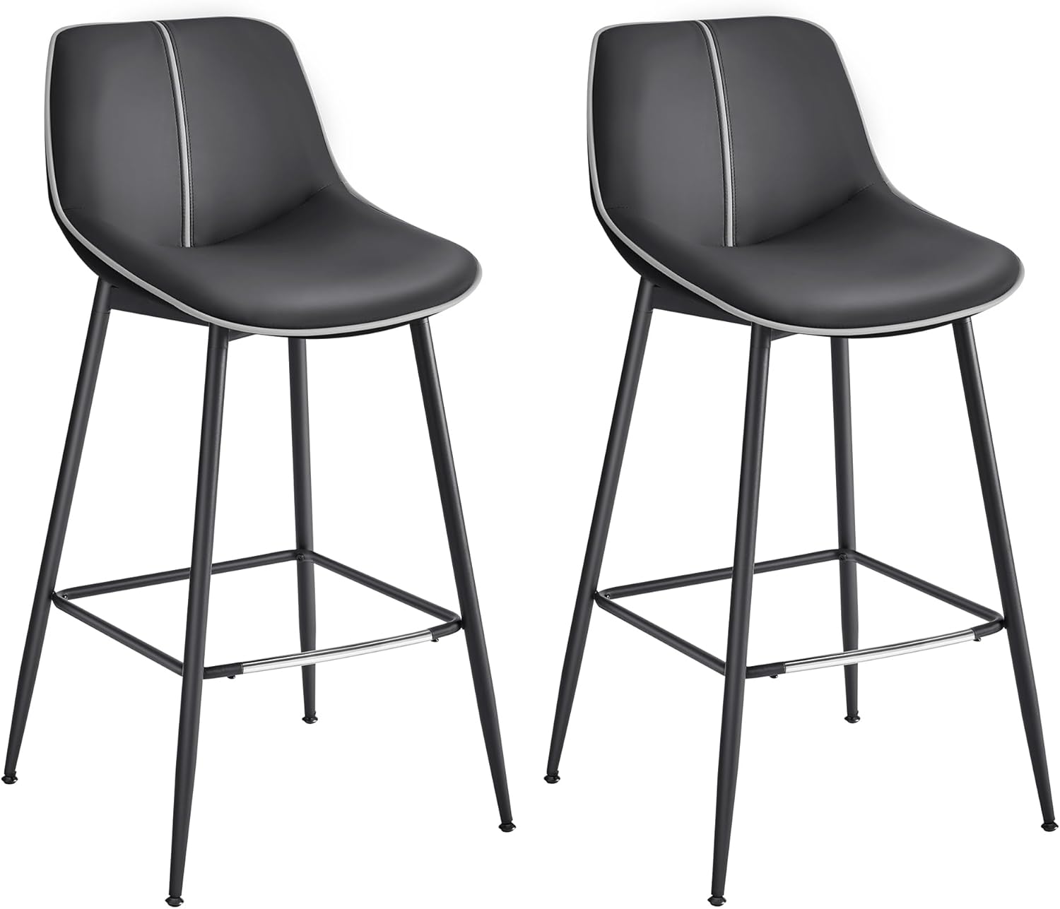 VASAGLE Bar Stools Set of 2, Counter Height Bar Stools with Back, Ergonomic Backrest, Synthetic Leather, Metal Legs, 24.4-Inch Tall Stools for Kitchen Island Home Bar, Caramel Brown ULBC088K01 - Grand Goldman