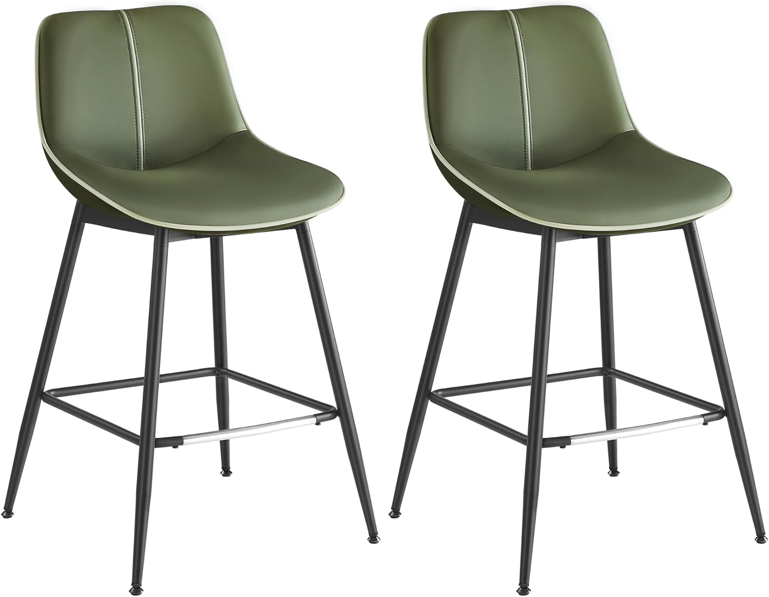 VASAGLE Bar Stools Set of 2, Counter Height Bar Stools with Back, Ergonomic Backrest, Synthetic Leather, Metal Legs, 24.4-Inch Tall Stools for Kitchen Island Home Bar, Caramel Brown ULBC088K01 - Grand Goldman