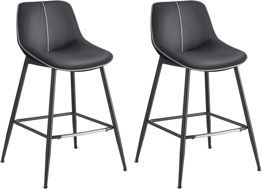 VASAGLE Bar Stools Set of 2, Counter Height Bar Stools with Back, Ergonomic Backrest, Synthetic Leather, Metal Legs, 24.4-Inch Tall Stools for Kitchen Island Home Bar, Caramel Brown ULBC088K01 - Grand Goldman