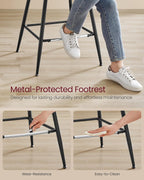 VASAGLE Bar Stools Set of 2, Counter Height Bar Stools with Back, Ergonomic Backrest, Synthetic Leather, Metal Legs, 24.4-Inch Tall Stools for Kitchen Island Home Bar, Caramel Brown ULBC088K01 - Grand Goldman