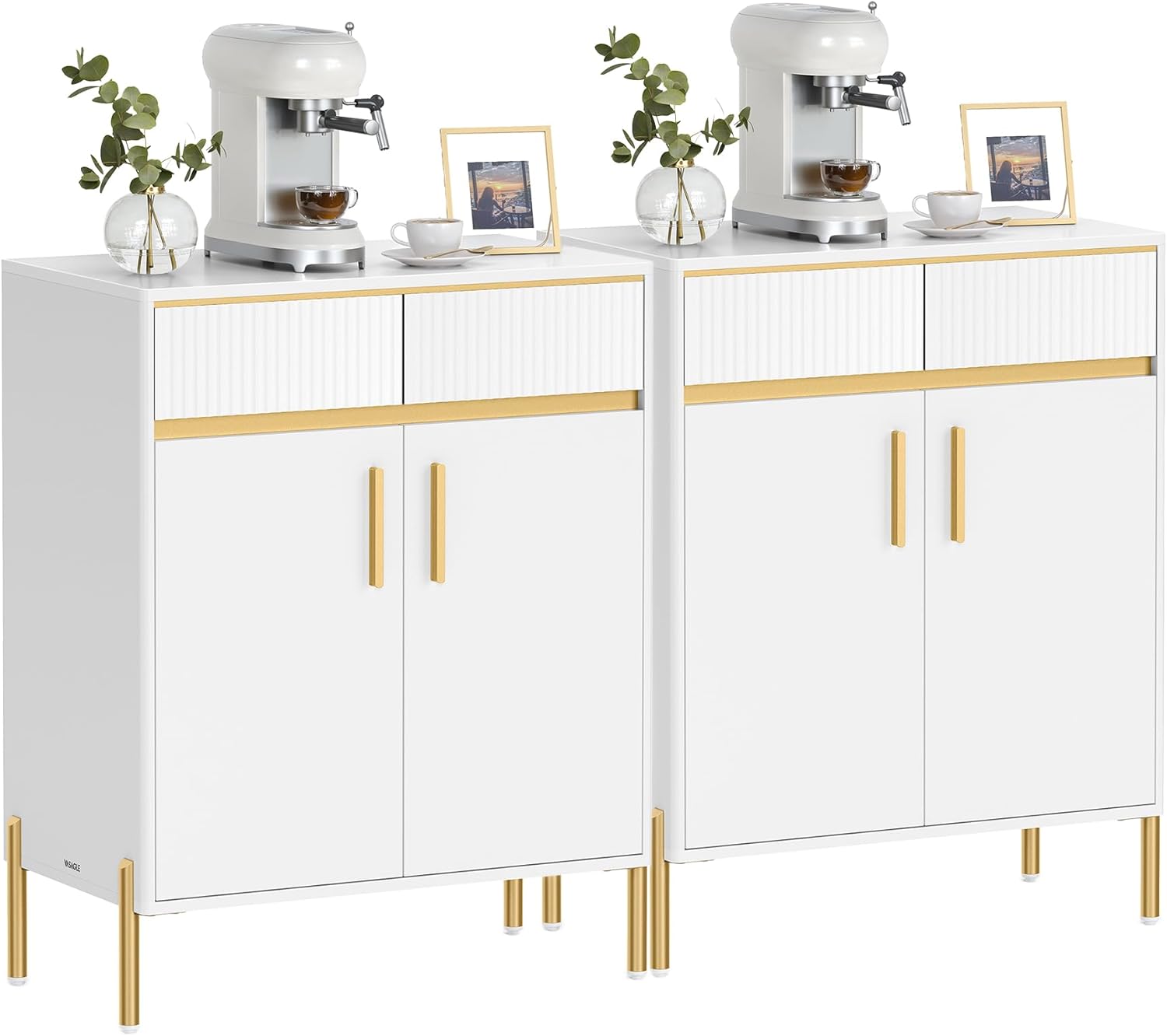 VASAGLE Buffet Cabinet with Storage, Sideboard Storage Cabinet with Drawers, Doors, Adjustable Shelf, Fluted Drawer Front, Accent Cabinet, for Living Room, Modern, Cloud White UBBC651W01 - Grand Goldman