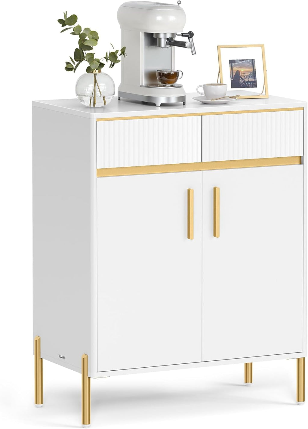 VASAGLE Buffet Cabinet with Storage, Sideboard Storage Cabinet with Drawers, Doors, Adjustable Shelf, Fluted Drawer Front, Accent Cabinet, for Living Room, Modern, Cloud White UBBC651W01 - Grand Goldman