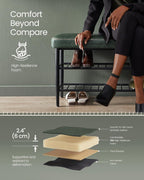 VASAGLE EKHO Collection - Shoe Bench, Storage Bench, Shoe Rack Bench Entryway, Synthetic Leather with Stitching, Mid-Century Modern, Loads 300 lb, 11.8 x 31.5 x 19.7 Inches, Forest Green ULSB054C01 - Grand Goldman
