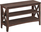 VASAGLE, Entryway Storage Bench, 2-Tier Shoe Rack, 11.8 x 39.4 x 18.9 Inches, Holds up to 600 lb, Farmhouse Style, for Living Room, Bedroom, Honey Brown ULSB153K41 - Grand Goldman