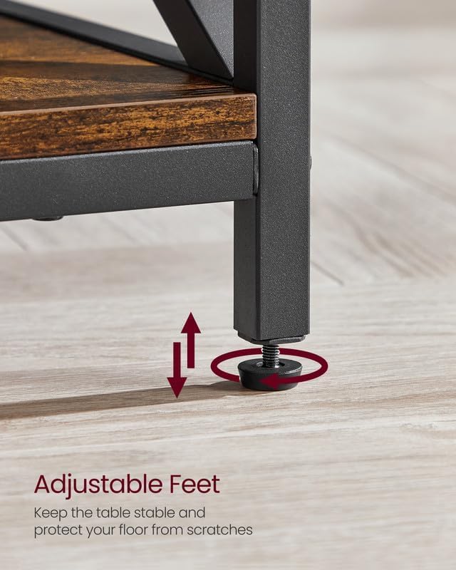 VASAGLE Lift Top Coffee Table, Lift Coffee Table with Storage Shelf, Hidden Compartments and Lifting Top, for Living Room, Office, 19.7 x 39.4 x (19.3-24.4) Inches, Rustic Brown and Black ULCT202B01 - Grand Goldman