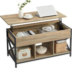 VASAGLE Lift Top Coffee Table, Lift Coffee Table with Storage Shelf, Hidden Compartments and Lifting Top, for Living Room, Office, 19.7 x 39.4 x (19.3-24.4) Inches, Rustic Brown and Black ULCT202B01 - Grand Goldman