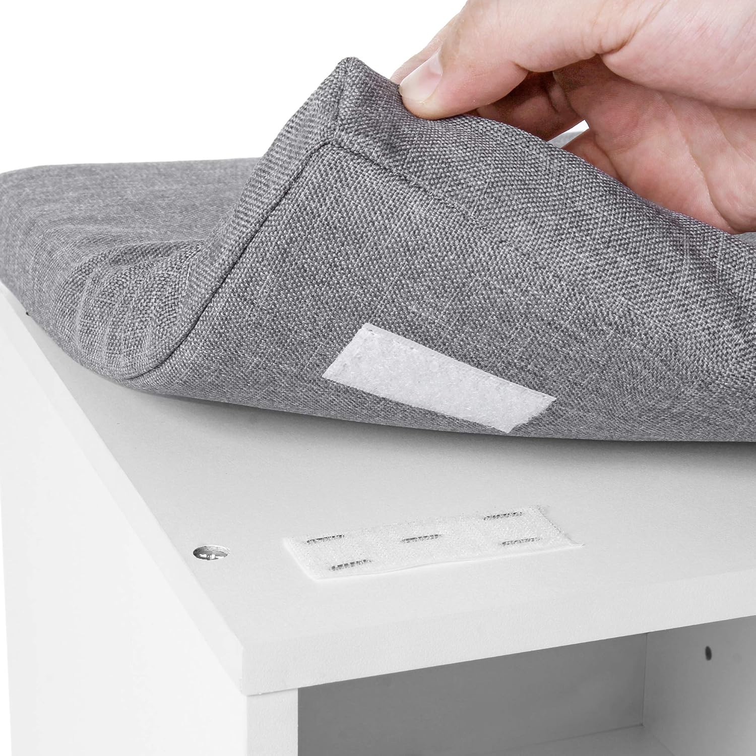 VASAGLE Shoe Bench with Cushion, Storage Bench with Padded Seat, Entryway Bench with 10 Compartments, for Bedroom, 11.8 x 40.9 x 18.9 Inches, Cloud White and Dove Gray ULHS10WT - Grand Goldman