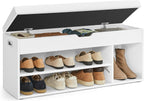 VASAGLE Storage Bench with Cushion, Shoe Bench with Padded Seat, 3 Compartments, Hidden Storage, Shelves, Hallway Bedroom, Load Capacity 330 lb, 11.8 x 31.5 x 17.3 Inches, Rustic Brown and Ink Black - Grand Goldman
