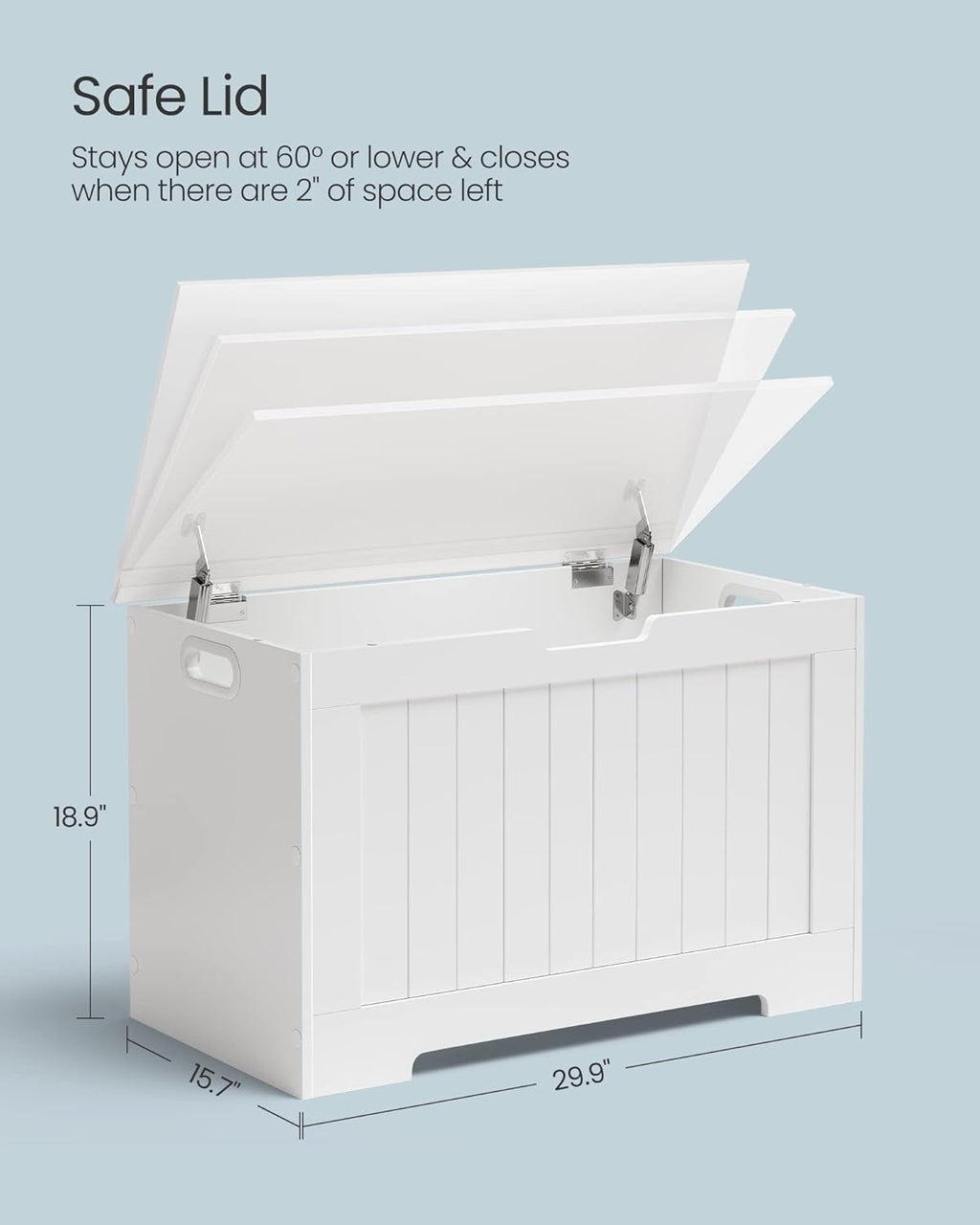 VASAGLE Storage Chest, 29.9 Inches Width Storage Bench, Entryway Bench with 2 Safety Hinges, Shoe Bench, Farmhouse Style, for Entryway, Bedroom, Living Room, Cloud White ULHS11WT - Grand Goldman