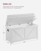 VASAGLE Storage Chest, Storage Trunk with 2 Safety Hinges, Storage Bench, Shoe Bench, Farmhouse Style, 15.7 x 39.4 x 18.1 Inches, for Entryway, Bedroom, Living Room, Cloud White ULSB060T14 - Grand Goldman