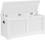 VASAGLE Storage Chest, Storage Trunk with 2 Safety Hinges, Storage Bench, Shoe Bench, Farmhouse Style, 15.7 x 39.4 x 18.1 Inches, for Entryway, Bedroom, Living Room, Cloud White ULSB061T10 - Grand Goldman
