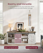 VASAGLE TV Stand for TVs up to 65 Inches, Farmhouse Entertainment Center with Sliding Barn Doors, TV Console Table for Living Room, Rustic White and Honey Brown ULTV324W73 - Grand Goldman