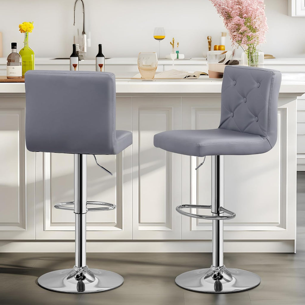 VECELO Adjustable Bar Stools Set of 2, Bar Height Stools for Kitchen Counter - Grand Goldman