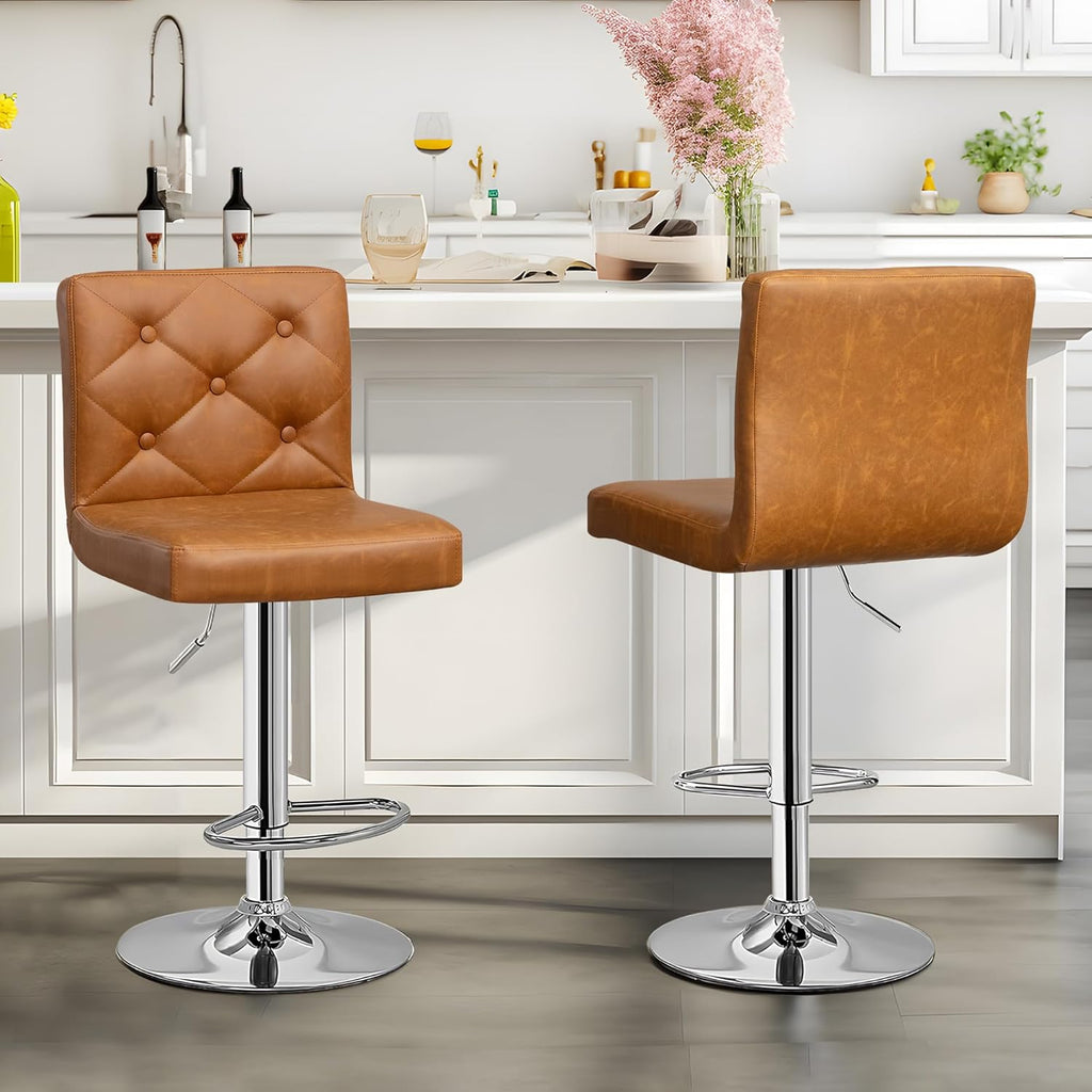 VECELO Adjustable Bar Stools Set of 2, Bar Height Stools for Kitchen Counter - Grand Goldman