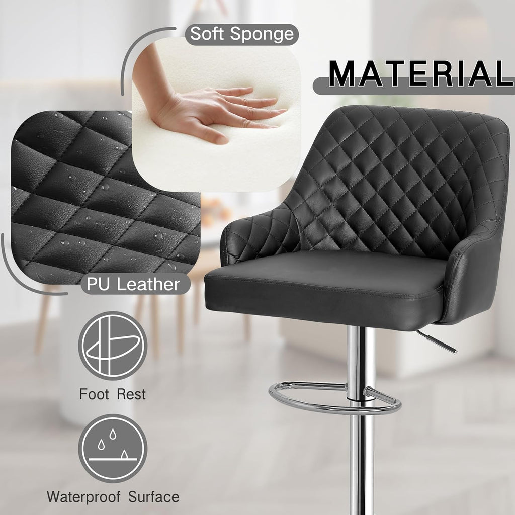 VECELO Adjustable Bar Stools Set of 2, Bar Height Stools for Kitchen Counter - Grand Goldman