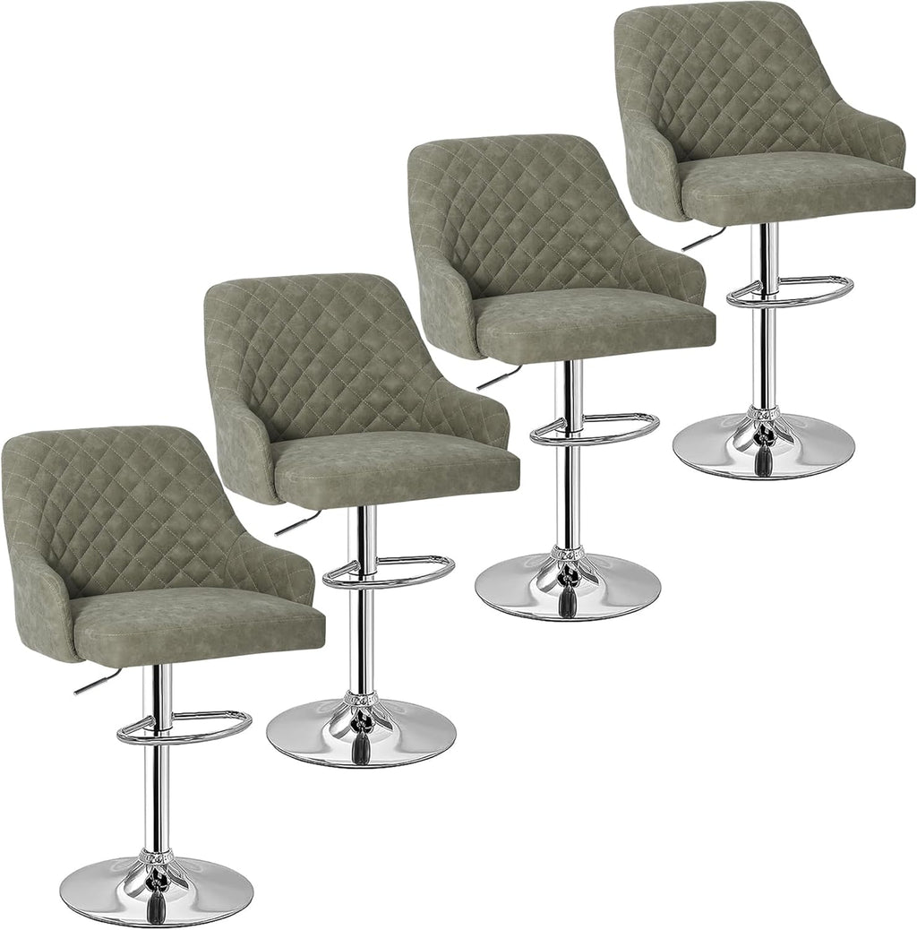 VECELO Bar Stools Set of 4, Adjustable Bar Stools with Back, Bar Height Stools for Kitchen Counter - Grand Goldman