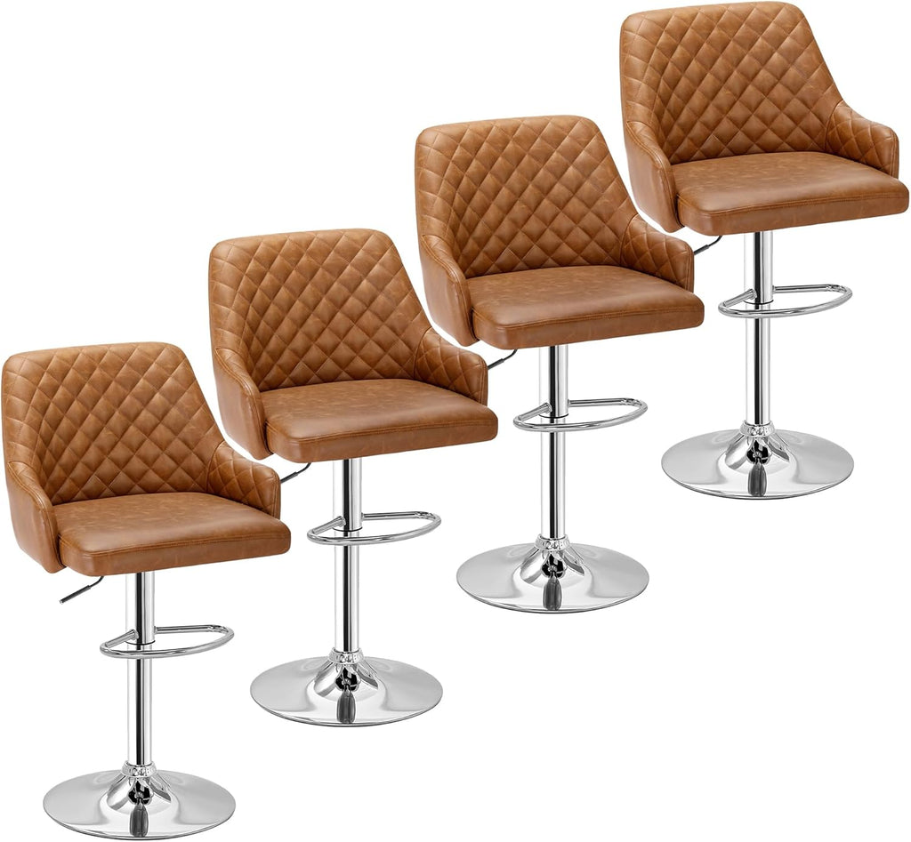 VECELO Bar Stools Set of 4, Adjustable Bar Stools with Back, Bar Height Stools for Kitchen Counter - Grand Goldman