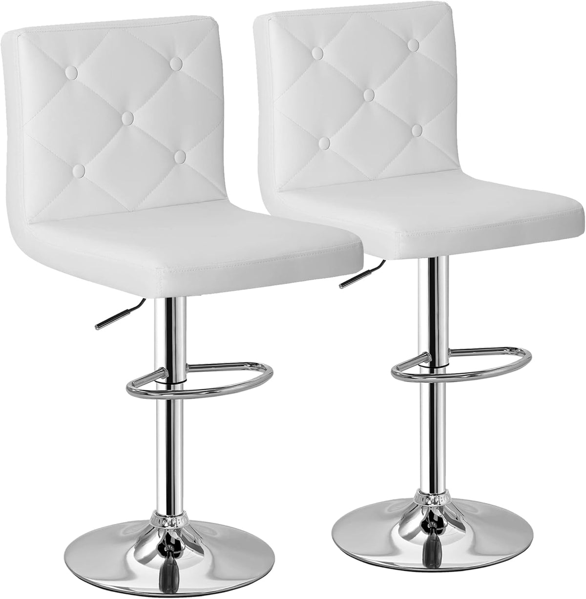 VECELO Bar Stools Set of 4, Modern PU Leather Adjustable Bar Stools with Back, 360° Swivel Bar Height Stools for Kitchen Counter Island, X-Large Size, 17.3" D x 16.5" W x 45" H, Black - Grand Goldman
