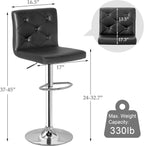 VECELO Bar Stools Set of 4, Modern PU Leather Adjustable Bar Stools with Back, 360° Swivel Bar Height Stools for Kitchen Counter Island, X-Large Size, 17.3" D x 16.5" W x 45" H, Black - Grand Goldman