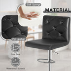 VECELO Bar Stools Set of 4, Modern PU Leather Adjustable Bar Stools with Back, 360° Swivel Bar Height Stools for Kitchen Counter Island, X-Large Size, 17.3" D x 16.5" W x 45" H, Black - Grand Goldman