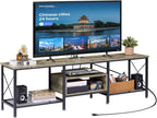 VECELO Industrial TV Stand for 65 Inch Television Cabinet 3-Tier Console with Open Storage Shelves, Entertainment Center Metal Frame for Living Room, Bedroom, 55 Inch, Dark Brown - Grand Goldman