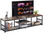 VECELO Industrial TV Stand for Televisions up to 70 Inch, 62" Entertainment Center with Open Storage Shelves for Living Room/Bedroom, 3 Tiers Media Console Table with Metal Frame, Brown, 62 Inches - Grand Goldman