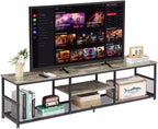 VECELO Industrial TV Stand for Televisions up to 70 Inch, 62" Entertainment Center with Open Storage Shelves for Living Room/Bedroom, 3 Tiers Media Console Table with Metal Frame, Brown, 62 Inches - Grand Goldman