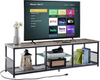 VECELO Industrial TV Stand for Televisions up to 70 Inch, 62" Entertainment Center with Open Storage Shelves for Living Room/Bedroom, 3 Tiers Media Console Table with Metal Frame, Brown, 62 Inches - Grand Goldman