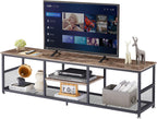 VECELO Industrial TV Stand for Televisions up to 70 Inch, 62" Entertainment Center with Open Storage Shelves for Living Room/Bedroom, 3 Tiers Media Console Table with Metal Frame, Brown, 62 Inches - Grand Goldman