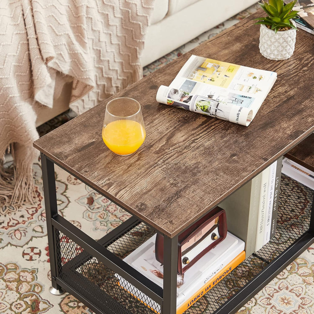 VECELO Industrial TV Stand for Televisions up to 70 Inch, 62" Entertainment Center with Open Storage Shelves for Living Room/Bedroom, 3 Tiers Media Console Table with Metal Frame, Brown, 62 Inches - Grand Goldman