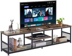 VECELO Industrial TV Stand for Televisions up to 70 Inch, 62" Entertainment Center with Open Storage Shelves for Living Room/Bedroom, 3 Tiers Media Console Table with Metal Frame, Brown, 62 Inches - Grand Goldman