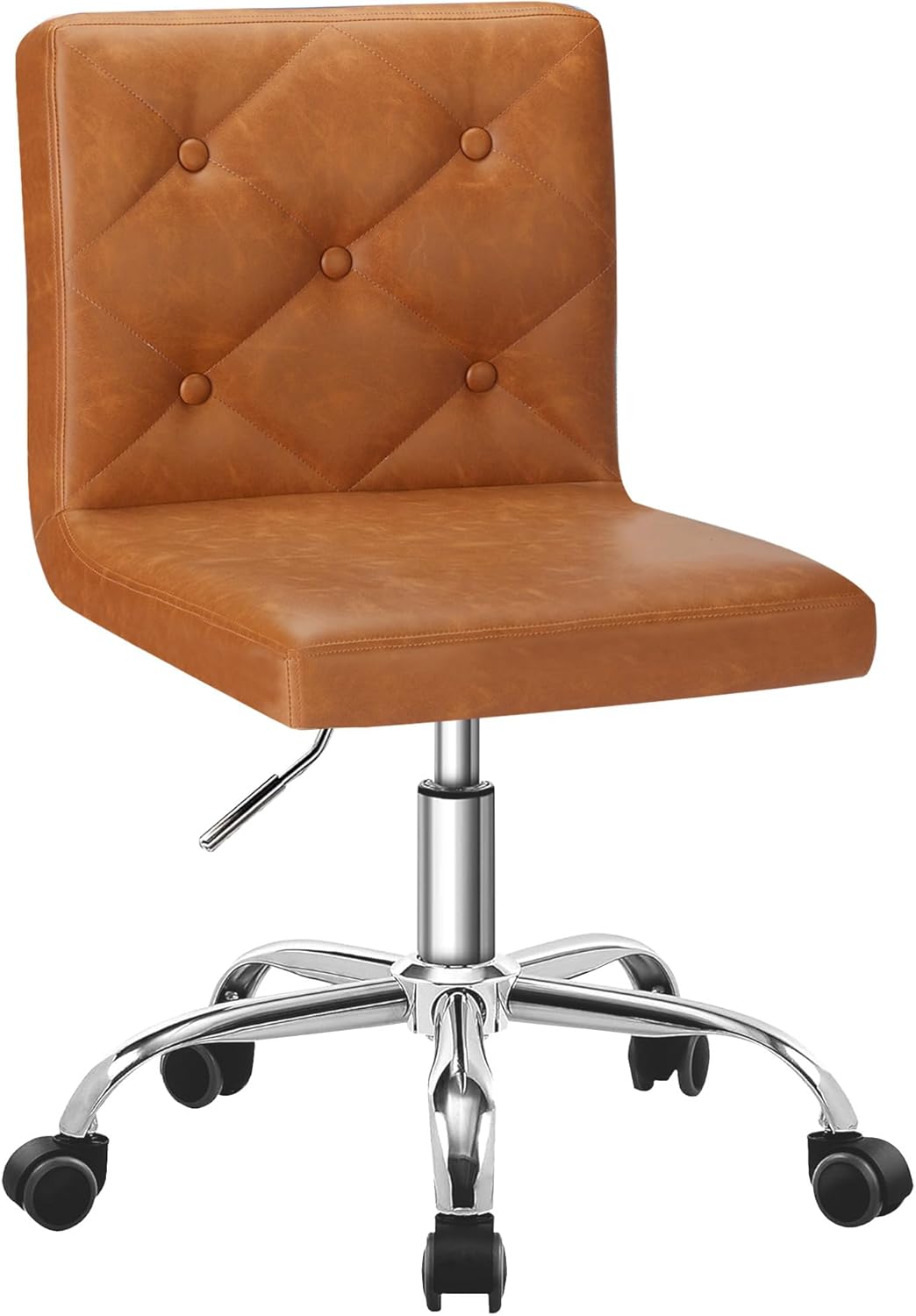 VECELO PU Leather Mid-Back Armless Desk Chair Adjustable Height 360° Rolling Swivel for Home Office Work - Grand Goldman